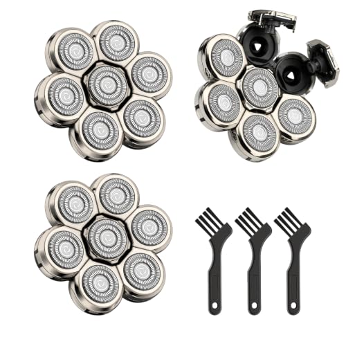 3 Pack Silver 7D Floating Replacement Shaver Heads Foil for Bald Head&Face - color: Silver 3 Pack
