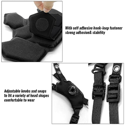 Tactical Helmet Pads and Helmet Chin Strap Replacement Adjustable for Tactical Fast MICH ACH Bump FMA EXF Helmet Replacement Accessories Kit - color: black