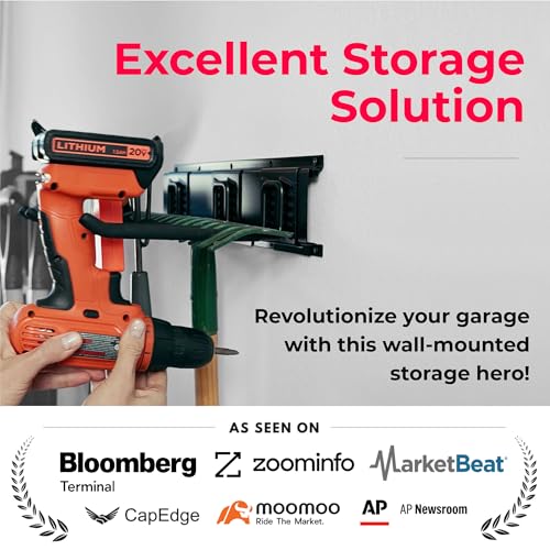 TIDYME Garage Tool Organizer Wall Mount, 64", 4 Racks 8 Hooks, 400 lbs - size: 64" with 4 Racks & 8 Hooks