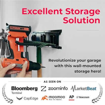 TIDYME Garage Tool Organizer Wall Mount, 32", 2 Racks 4 Hooks, 200 lbs - size: 32" with 2 Racks & 4 Hooks