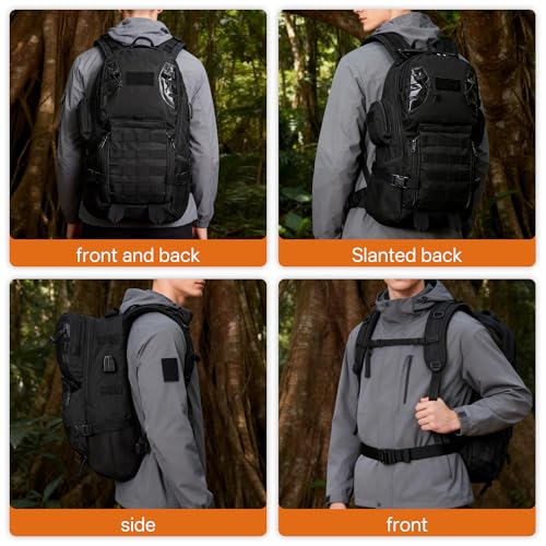 gracedon Military Tactical Backpack for Men and Women Fitness Hiking Black4 - color: Black-4