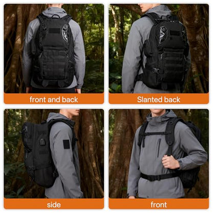 gracedon Military Tactical Backpack for Men and Women Fitness Hiking Black4 - color: Black-4