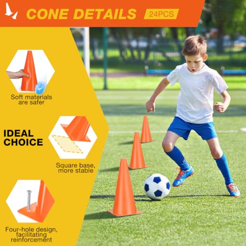 12 Inch Traffic Cones,24pcs Training Sports Cones,Parking Cones - color: orange