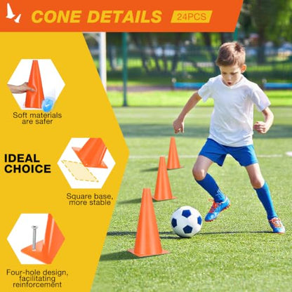 12 Inch Traffic Cones,24pcs Training Sports Cones,Parking Cones - color: orange