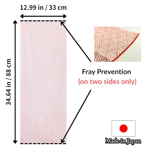 Japanese Tenugui Towel, 34.64"L x 12.99"W, Seigaiha, Vermillion on White - color: Seigaiha (Vermillion on White)