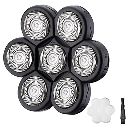 7 Blades Head Men's Electric Shaver Replacement Heads Floating Washable Shaver Replacement Blades for Bald Men (Black) - color: Black2