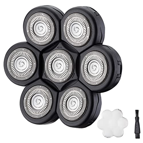 7 Blades Head Men's Electric Shaver Replacement Heads Floating Washable Shaver Replacement Blades for Bald Men (Black) - color: Black2