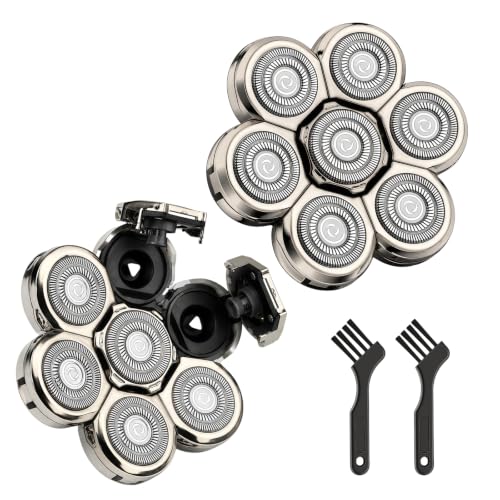 2 Pack Silver 7D Floating Replacement Shaver Heads Foil for Bald Head&Face - color: Silver 2 Pack