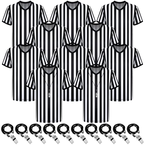 Ramede Referee Shirt with Whistle Official Football Referee Shirt Umpire Jersey Halloween Group Costume for Men Woman - size: Small