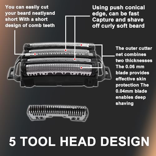 Men's Electric Shaver Replacement Blades and Foil for Panasonic ARC5 5-Blade Shavers, Compatible with WES9032P ES9032 ES9034 ES9036 ES9038, Fits Models ES-LV61, ES-LV65, ES-LV67, ES-LV95, ES-LV97