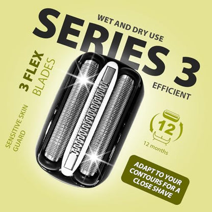 3P 32B Electric Replacement Shaver Head Compatible with Series 3 Shaving Razor Head, Suitable for 3 Series Models 3000s, 3010s, 3040s, and 3050cc. - size: 3 Count (Pack of 1)
