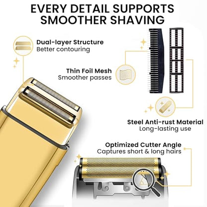 2 Pack Shaver Replacement Foil Compatible with Babyl*ss FXFS2G/FXFS2 - color: 2pack Gold