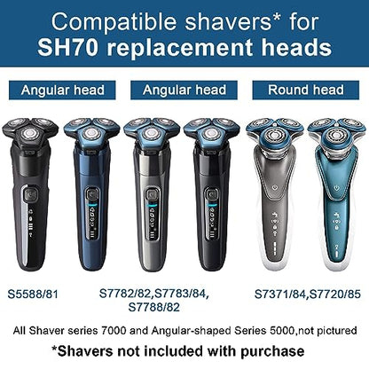 SH70 Replacement Heads Compatible with Philips Norelco Series 7000 and 5400