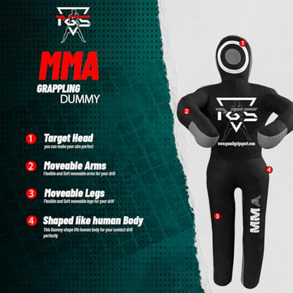 MMA Grappling Dummy Brazilian JIU Jitsu BJJ Punching Bag for Self Defense Wrestling Judo Karate Boxing Throwing Submission Standing Position - UNFILLED - color: Black Grey, size: 5FT / 59"