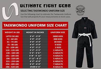 Ultimate - Taekwondo Gi Uniform - Kids Adults Unisex White Belt Included - color: Black, size: 0