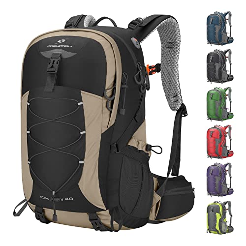 Maelstrom 40L Hiking Backpack, Lightweight Camping Daypack with Rain Cover - color: Khaki, size: 40l