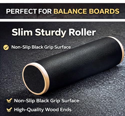 Wooden Balance Board Trainer, Non-Slip Roller for Surf & Skate