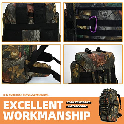 100L Hiking Camping Backpack MOLLE Rucksack Waterproof Traveling Daypack Durable High-Performance Backpack for Backpacking (Leaf camo100L) - color: Leafcamo