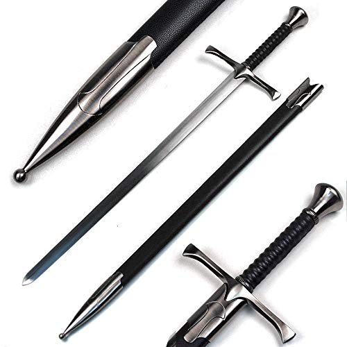 Ace Martial Arts Supply 36" Medieval Knight Arming Sword with Scabbard – Unsharpened Stainless Steel for Cosplay & Display - color: Pommel T5 W/ Frog Belt