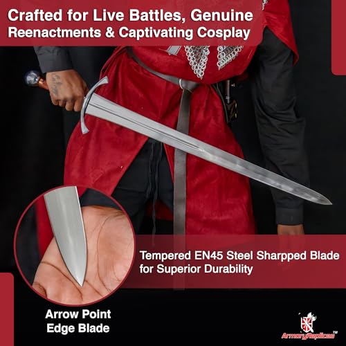 Armory Replicas™ Medieval Hand Forged Knight Sword EN45 Carbon Steel Full Tang with Scabbard - style: Archer's Sword