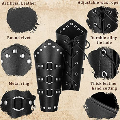 Patelai 1 Pair Faux Leather Arm Bracers - color: Black, size: Small, style: Rock Style