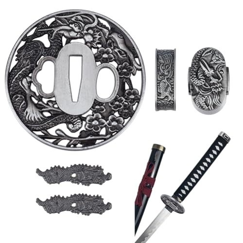 OLYCRAFT Samurai Sword Tsuba Set Samurai Sword Handguard Japanese Swords Accessories for Restoration Projects Cosplay Props - style: Dragon