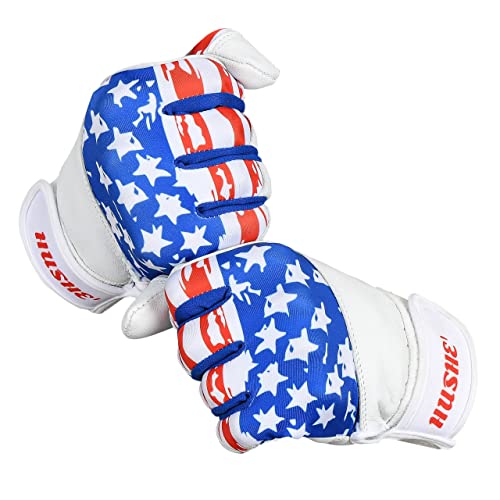 Batting Gloves Softball Batting Gloves USA Flag Baseball Batting Gloves American Flag Baseball Batting Gloves for Youth Adult & Unisex (White) - size: X-Large, style: Adult
