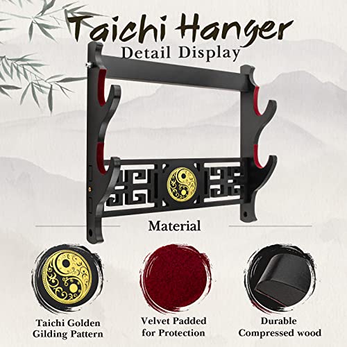 Taichi Sword Wall Mount Velvet Padded Hook Katana Holder Display Hanger for Lightsaber,Cosplay Blade Tanjirou Demon Slayer Weapon Stand (2-Tier)
