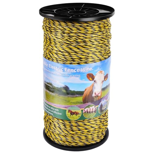 1640ft Electric Fence Polywire, 9-Strand Stainless Steel Rope for Livestock - size: 1640 Feet