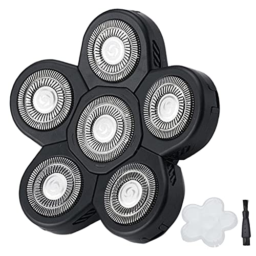 6 Blade Shaver Replacement Heads for Bald Men with Blade Cover (Black) - color: Black1
