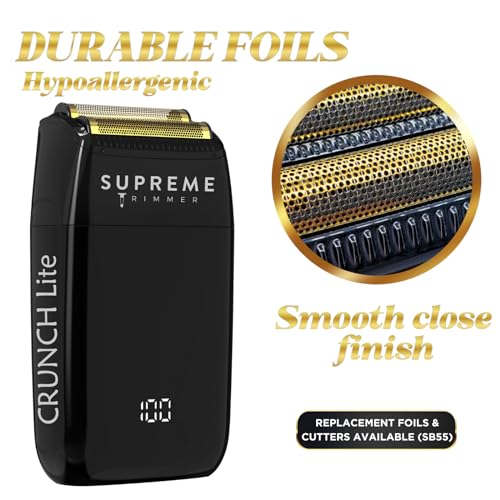 Supreme Trimmer Replacement Foil & Cutter SB55 | Hypoallergenic Foil for Crunch Lite STF600 | Black - color: Black Foil & Cutters