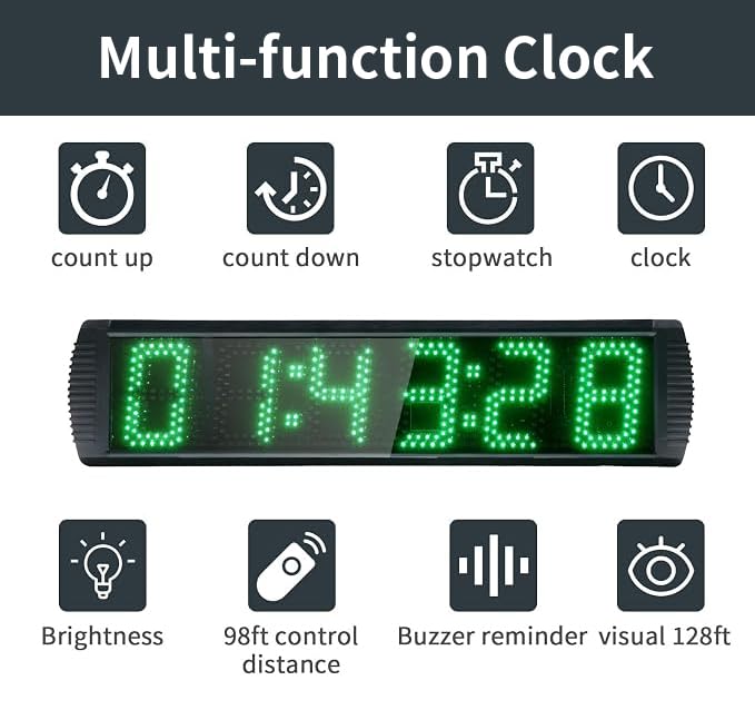 Large LED Display Digital Race Timer with Battery,Function-Countdown/Up/Time Clock, Remote Control, Tripod Stand and Adjustable Brightness for Sports Events, Races, Meetings, Presentations - style: non-waterproof +green