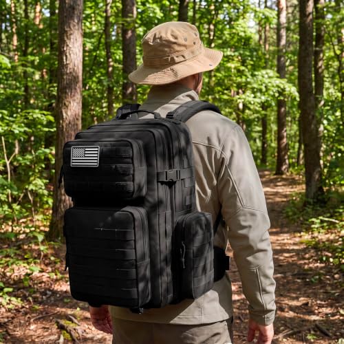 TILYMOL 55L Military Tactical Backpack for Men & Women, Large Assault Pack - color: Black, size: 55L