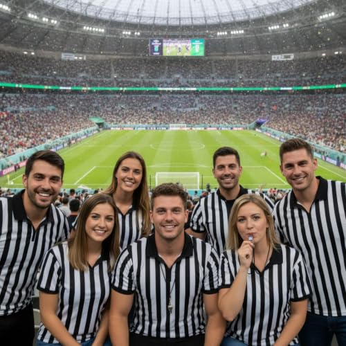 Chicingyou 4 Pcs Referee Shirt Set, Costume for Men and Women Whistle - size: Medium