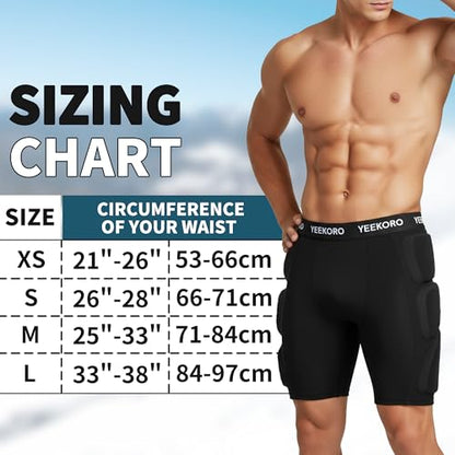 3D Protective Padded Shorts for Snowboard, Ski and Skate, Protection Pads for Tailbone, Hip, and Butt, Crash Pad - size: X-Small