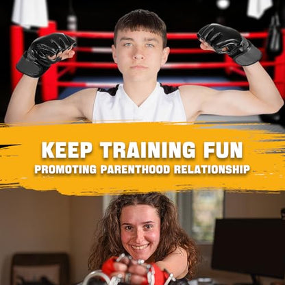 14 Pcs Boxing Set Boxing Equipment Set for Beginners Including 2 Pair of 6 oz Boxing Gloves Headgear Helmet Hand Wraps Mouth Guards Gifts Training Equipment - color: Red & Black-MMA