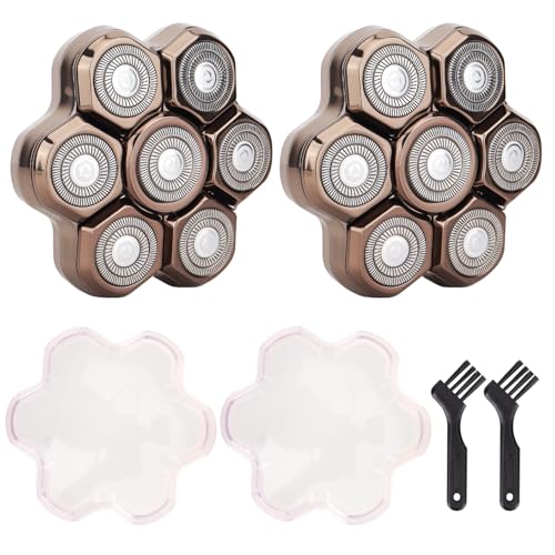 7 Blades Shaver Head - Men's Electric 7D Shaver Replacement Heads Universal Magnetic Replacement Blade Head Electric Razor for Men,2 Pack - color: Black