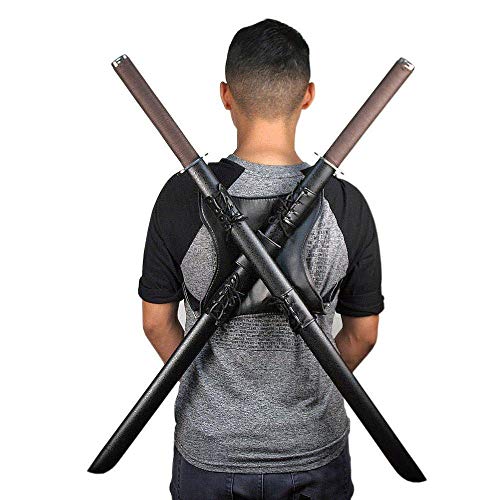 Ace Martial Arts Supply Leonardo Dual Ninja Swords with Back Carrying Scabbard