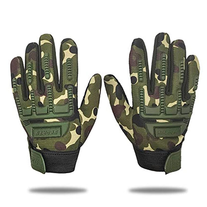 Long Keeper Kids Cycling Tactical Gloves – Boys Sport Climbing Fishing Gloves Anti Slip Full Finger Gloves - color: Style2, Camo, size: Small