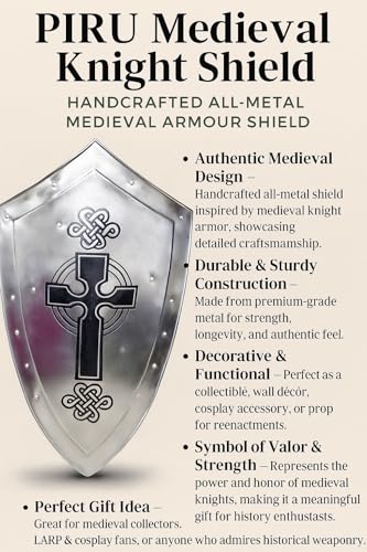 PIRU Medieval Knight Shield All Metal Handcrafted Medieval Armour Shield Gift
