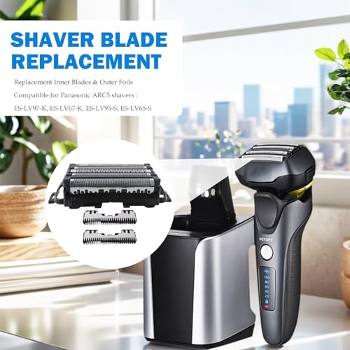 Replacement Inner Blades & Outer Foils Fit for Panasonic Shavers ES-LV97-K, ES-LV67-K, ES-LV95-S, ES-LV65-S & Fit for AR C5 Models