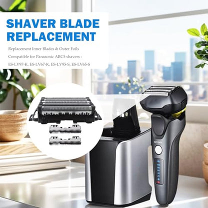 Replacement Inner Blades & Outer Foils Fit for Panasonic Shavers ES-LV97-K, ES-LV67-K, ES-LV95-S, ES-LV65-S & Fit for AR C5 Models