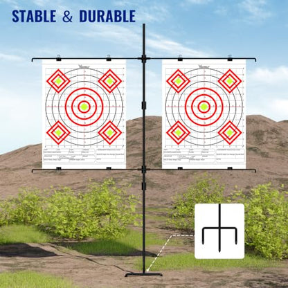 Highwild Adjustable Paper Target Stand, Frame with 8 Clips | Clear Bullseye Targets Sheet for Shooting Practice - color: Paper Target Stand
