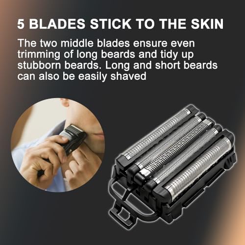 Men's Electric Shaver Replacement Blades and Foil for Panasonic ARC5 5-Blade Shavers, Compatible with WES9032P ES9032 ES9034 ES9036 ES9038, Fits Models ES-LV61, ES-LV65, ES-LV67, ES-LV95, ES-LV97