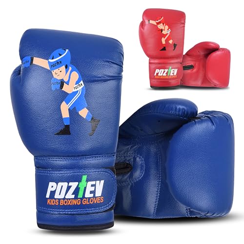 Youth Boxing Gloves for Kids Ideal for Boxing, Kickboxing, Muay Thai, UFC, MMA - Beginner Junior Heavy Punching Bag Gloves for Children Sparring Training Martial Arts Mitts - color: Blue, size: 6oz