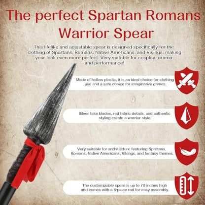 2 Sets Roman Plastic Spear, 70" Tactical Spear, Native American Weapons, Halloween Cosplay Accessory, Adult Toy Prop Weapon - color: Spear