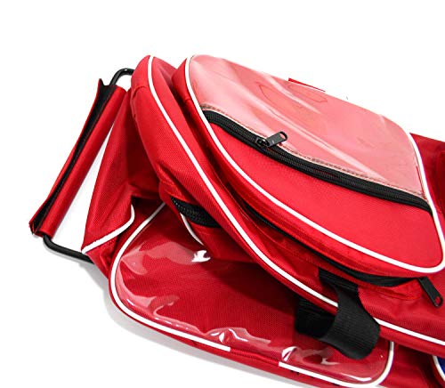 LEONARK Fencing Draw-bar Wheel Bag for Epee Saber and Foil - Hema Sword Bag Trolley Case for Fencing Suit and Mask - color: Oster Red