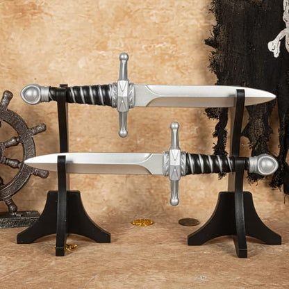 Pterosauria 2pcs PU Foam Fake Dagger Weapons, Cosplay Sword Props for Play Fighting Costume Accessory Party - color: Silver-2pcs