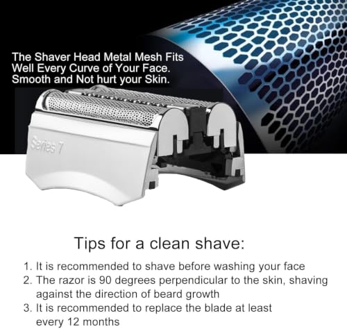 70S Series 7 Replacement Head Compatible with Braun S7 Electric Shaver - color: Silver