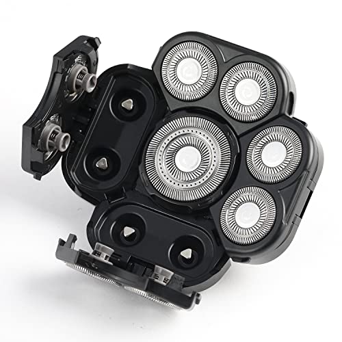 Men's Electric Shavers Replacement Heads Upgraded 9 Blades Head Replaceable Floating Waterproof Electric Razor Shaver Head（Black） - color: Black9